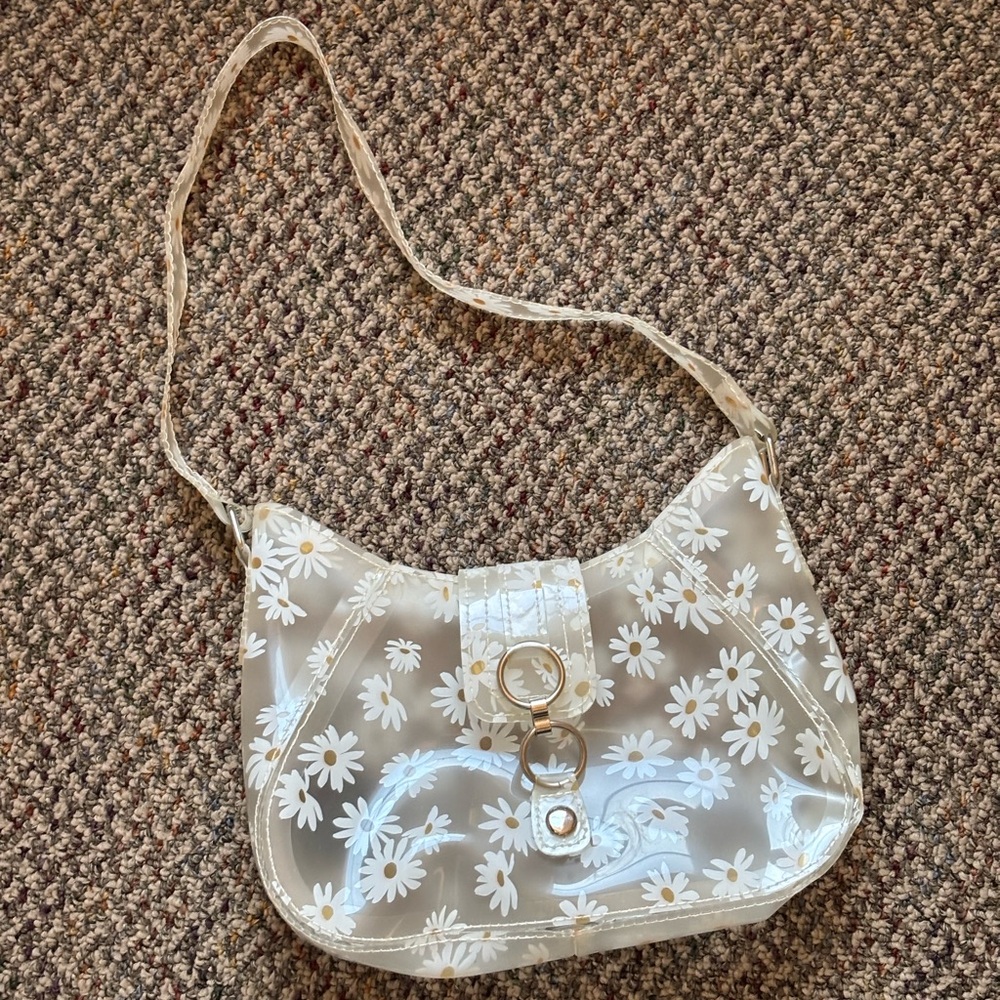 Urban Outfitters Clear Shoulder Bag White Daisy Floral Print